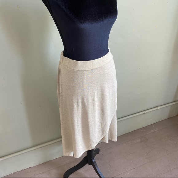 Prana Tidal Wave skirt / pull-on high-low mock wrap skirt / sandwashed beige - Picture 4 of 13